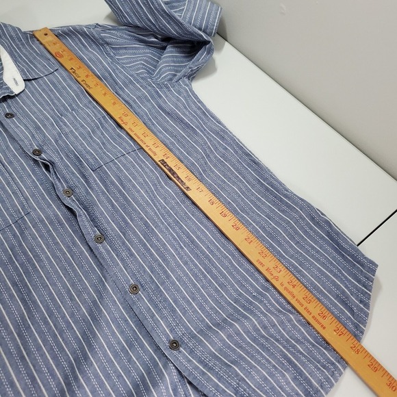 Gramicci Mens Stripe Roll Tab Shirt Medium Blue Button Up Casual Outdoors - Picture 11 of 12